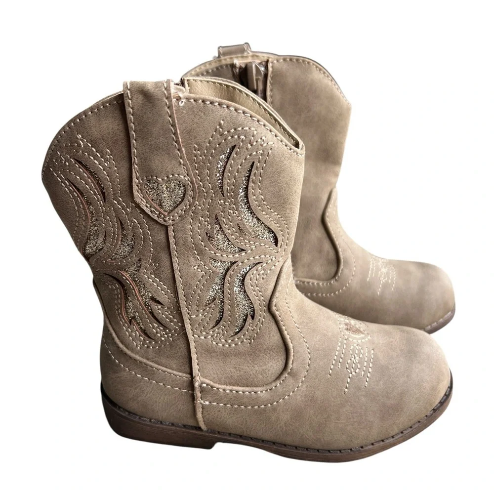 Jellypop Kids' Lil‎ Gladden Western Boots Tan Glitter Girls Size 7M